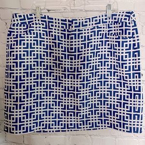 LOFT Mini Pencil Skirt Blue White Patterned Sz 16